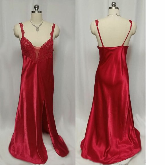 Victoria's Secret Gold Label Satin Nightgown Red Medium - Picture 2 of 12